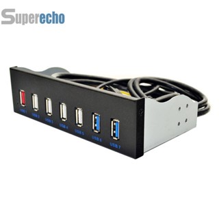 ฮับ 7 พอร์ต 19 Pin เป็น 2 USB 3.0+4 USB 2.0+BC1.2 5.25 นิ้ว # [superecho.th]