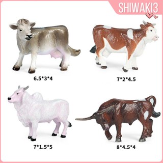 [Shiwaki3] ฟิกเกอร์ รูปวัวจําลอง 4 ชิ้น ของเล่นเสริมการเรียนรู้เด็ก