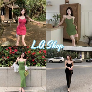 L.A Shop พร้อมส่ง​ ชุดเดรสสั้น/ชุดเดรสยาว  ชุดเดรสไหมพรมทรงเอ ขายแยก"M2112-2/M2112-5" -C