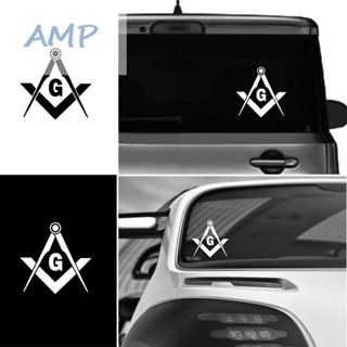 ⚡READYSTOCK⚡Stylish Car Sticker Black Decal Masonic Compass Freemason Square Truck Emblem