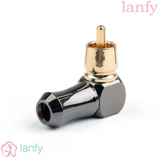 Lanfy RCA อะแดปเตอร์เชื่อมต่อเสียง HIFI ชุบทอง รูปตัว L ตัวผู้ 6.5 มม. ทนทาน เป็น 6.5 มม. สําหรับลําโพงสเตอริโอ