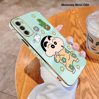 เคสโทรศัพท์มือถือ แบบนิ่ม ขอบสี่เหลี่ยม พิมพ์ลายชินจัง หรูหรา สําหรับ Motorola Moto G10 G22 G30 G50 5G G52 G60 G40