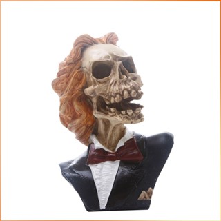 กะโหลกเรซิ่น ของขวัญวันฮาโลวีน Devil Ghost Head Home Bar Crafts เครื่องประดับกะโหลกเรซิ่น -FE