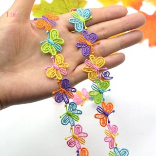 Time ริบบิ้นผ้าลูกไม้ ปักลายผีเสื้อ 15 หลา หลากสี สําหรับเย็บผ้า DIY