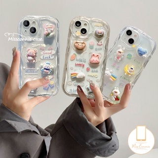 เคสโทรศัพท์มือถือ ขอบโค้ง ลายกระต่ายหมีน่ารัก 3D สําหรับ Samsung A12 A14 A04s A52s A50s A24 A11 A23 A21s A20 A03 A20s A31 A02s A30 A10s A51 A03s A04 A50 A52 A30s A13 A32