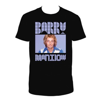 เสื้อยืดแขนสั้น ผ้าฝ้าย พิมพ์ลาย BARRY MANILOW Black CREW NECK Short Sleeve สีดํา สไตล์ฮิปฮอป สําหรับผู้ชาย XS-4XL-5XL-6XL