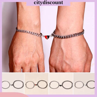 &lt;citydiscount&gt; สร้อยข้อมือ จี้รูปหัวใจ ชุบไฟฟ้า กันสนิม เครื่องประดับ สําหรับคู่รัก 1 คู่