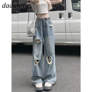 DaDulove💕 New American Ins High Street Hip Hop Ripped Jeans Niche High Waist Loose Wide Leg Pants Trousers