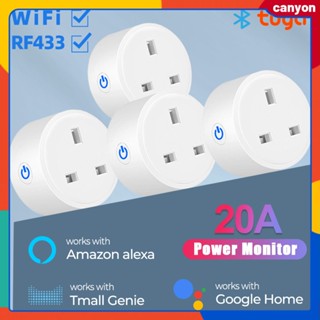 20a Tuya Wifi + rf433 สมาร์ทซ็อกเก็ต Uk Plug พร้อม Power Monitor ฟังก์ชั่นการตั้งค่ากำหนดการรองรับการควบคุมด้วยเสียงทำงานร่วมกับ Alexa หน้าแรกของ Google และ Tmall Genie canyon