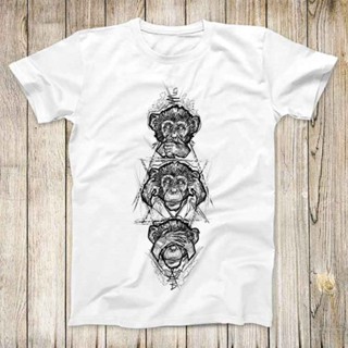 ร้อน 3 คอลูกเรือเสื้อยืดคอกลมเสื้อยืดลําลอง แขนสั้น พิมพ์ลาย Three Wise Monkeys Drei Affen Nichts Sehen Horen Sagen สําห