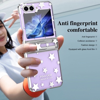 เคสแข็ง แบบใส ลายดาว แฟชั่น บางพิเศษ กันกระแทก สําหรับ Samsung Galaxy Z Flip 5