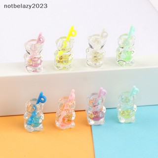 [notbelazy] 3 ชิ้น หมีเรืองแสง ถ้วยฟาง Ch เรซิน หมากฝรั่ง ลูกอม สร้อยคอ พวงกุญแจ จี้ DIY ทําเครื่องประดับ [TH]