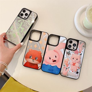Casetify เคสโทรศัพท์มือถือ TPU กันกระแทก ลายกระต่าย หมีโกรธ มีกระจกด้านข้าง สําหรับ iPhone 14 Pro MAX 11 12 13 Pro MAX 14 Plus