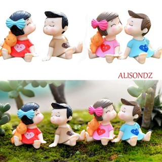 ALISONDZ ตุ๊กตาคู่รัก ประดับโบว์ สําหรับตกแต่งสวนบอนไซ 1 ชุด