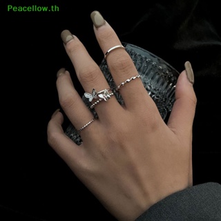 Peacellow ชุดเครื่องประดับ แหวนแฟชั่น รูปผีเสื้อ ปรับขนาดได้ 4 ชิ้น