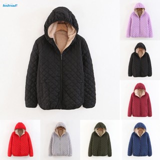 【HODRD】Fleece Fur Hooded Winter Overcoat for Women Thicken Parka Jacket Outwear in Navy【Fashion】