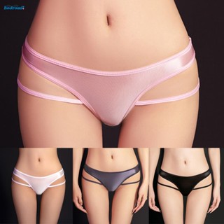 【HODRD】Women Shiny Briefs Shiny Solid Color Underpants Underwear Briefs Low Rise【Fashion】