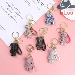 BLISS พวงกุญแจ สายหนัง จี้คริสตัล รูปสัตว์น่ารัก เหมาะกับคู่รัก อุปกรณ์เสริมสําหรับรถยนต์