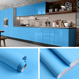 สติกเกอร์ติดผนัง กันน้ํา มีกาวในตัว สีพื้น สําหรับตกแต่งตู้เสื้อผ้า