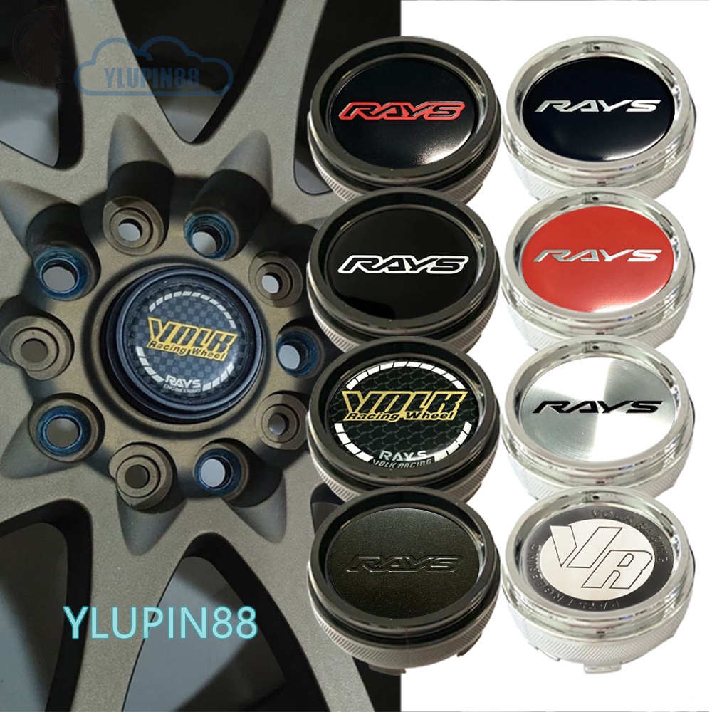4pcs 66 62 60 61mm จัดแต่งทรงผมรถ Rays VOLK Racing Center ขอบสัญลักษณ์สติกเกอร์ล้อ Caps Center Hub ส