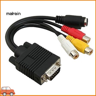 [Ma] Vga to S-Video 3 RCA Composite AV TV Out อะแดปเตอร์แปลงสายเคเบิ้ล สําหรับ PC Laptop