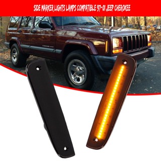 ไฟไดนามิก LED สีเหลืองอําพัน สําหรับจอดรถยนต์ 1997 1998 1999 2000 2001 Jeep Cherokee CH 2 ชิ้น2550118 Ch2551118 Oem 55055146 55055147