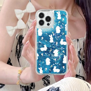 เคสโทรศัพท์มือถือ แบบใส ลายกระต่ายน่ารัก แต่งกลิตเตอร์ สําหรับ iPhone 14 13 12 Mini 11 Pro Max iPhone14ProMax iPhone13ProMax