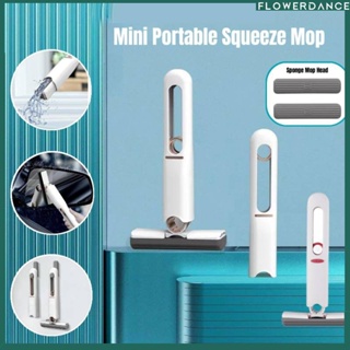 แฮนด์ฟรีแบบพกพา Mini Squeeze Mop บ้านครัวรถทำความสะอาด Mop ทำความสะอาดโต๊ะแก้วฟองน้ำทำความสะอาด Mop เครื่องมือทำความสะอาดในครัวเรือนดอกไม้