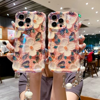 เคสโทรศัพท์มือถือ TPU กันกระแทก ลายดอกคามิเลีย พร้อมสายคล้อง สําหรับ Apple IPhone 14 13 12 11 Pro Max