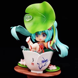 โมเดลตุ๊กตาฟิกเกอร์ Hatsune Miku Action Figure Lotus Leaf and Chinese Umbrella ของเล่นสําหรับเด็ก