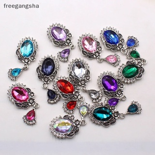 [FREG] 23*52mm alloy oval shiny rhinestone acrylic pendant DIY clothing wine glass brooch jewelry decoration accessories FDH