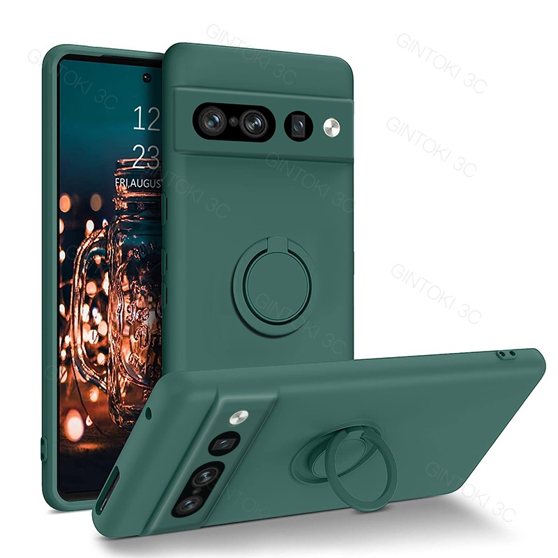 เคสโทรศัพท์มือถือ ซิลิโคนนิ่ม พร้อมแหวนแม่เหล็ก 360 องศา และสายคล้อง กันกระแทก สําหรับ Google Pixel 7a 7 Pro 6 Pro 6A