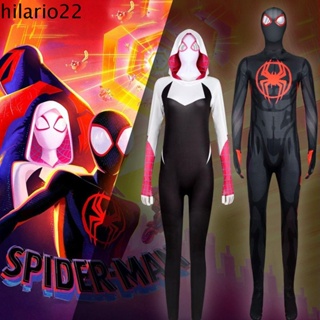 ชุดจั๊มสูทคอสเพลย์ HILARIO Spiderman Gwen Stacy พร้อมฮู้ด โพลีเอสเตอร์ สําหรับเด็กผู้หญิง