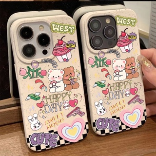 เคสโทรศัพท์มือถือนิ่ม กันกระแทก ลายหมีน้อยน่ารัก เรียบง่าย สําหรับ Iphone Apple 11 12 8p 137 14pro QAF6