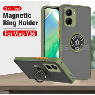 เคสโทรศัพท์มือถือแบบแข็ง กันกระแทก พร้อมแหวนขาตั้ง สําหรับ Vivo Y36 Y56 Y78+ Y 36 Y 56 Y 78+ 4G 5G 2023