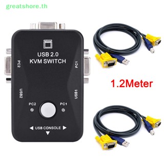 Greatshore KVM กล่องอะแดปเตอร์แยกสายเคเบิ้ล VGA USB 2.0 สําหรับแชร์คีย์บอร์ด เมาส์