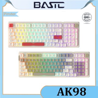 Bastc AK98 คีย์บอร์ดไร้สาย ไฟ RGB สามโหมด