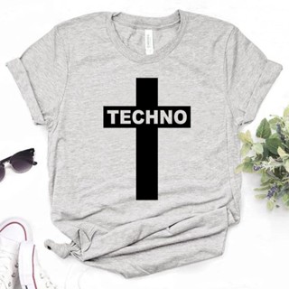 Techno Tee เสื้อท็อปส์ พิมพ์ลายกราฟฟิค สไตล์สตรีท สําหรับผู้หญิง