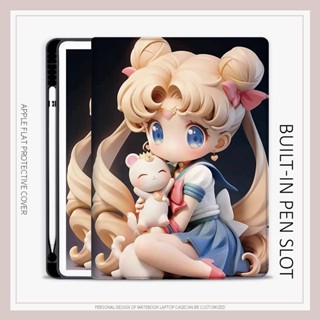 เคส ลายการ์ตูนเซเลอร์มูน พร้อมช่องใส่ปากกา สําหรับ iPad air4 5 mini4 5 6 iPad gen10 2022 pro11 gen7 8 9