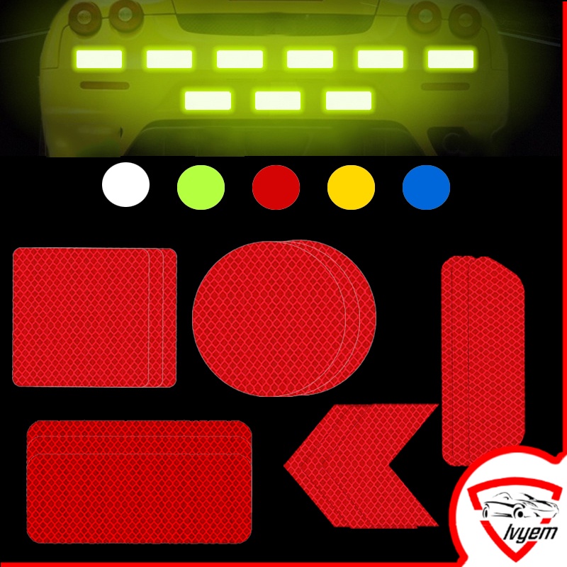 รถ Moto สติกเกอร์สะท้อนแสง Safety Mark Auto จัดแต่งทรงผมตกแต่งสะท้อนแสง Decal Self กาวคําเตือนเทปรถจักรยานยนต์จักรยานฟิล์มเครื่องมือตกแต่งอุปกรณ์เสริมภายนอกรถยนต์
