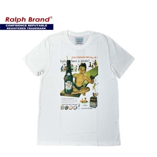 เสื้อยืดแขนสั้นคอกลมRalph Brand Classic เสื้อยืดผู้ชาย ผ้าCotton100% ฟอก ลาย Canada DryCotton 100%  [S-5XL]