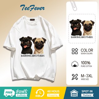 TeeFever📮ส่งของทุกวัน😶‍🌫️เสื้อยืดคนอ้วนไซส์ใหญ่😎เสื้อยืดแขนสั้นพิมพ์ลายตัวหนังสือ รูปแบบสุนัขและแมว เสื้อสกรีน👌มี7สี M-3XL