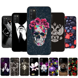 เคสซิลิคอน Tpu ปิดด้านหลัง ลายหัวกะโหลก ดวงจันทร์ ฟุตบอล สูง 164.2 มม. 166.5 มม. สีดํา สําหรับ Samsung Galaxy A02S