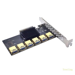 Treeling อะแดปเตอร์การ์ดจอ PCI-E 1 เป็น 6 PCI-E 16X USB3 0 PCI-E สําหรับเดสก์ท็อป