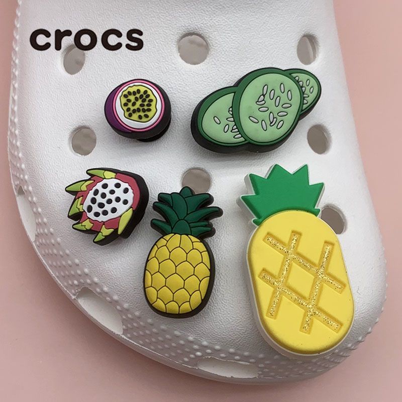 ใหม่ Crocs jibbitz รองเท้าแตะลําลอง ลายดอกไม้ ผัก และผลไม้ สไตล์เกาหลี 2023