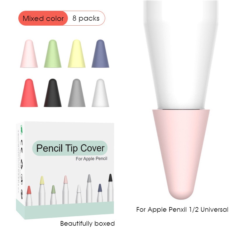 เคสซิลิโคน กันลื่น สําหรับปากกาสไตลัส Apple Pencil 1st 2nd iPencil 8 แพ็ค