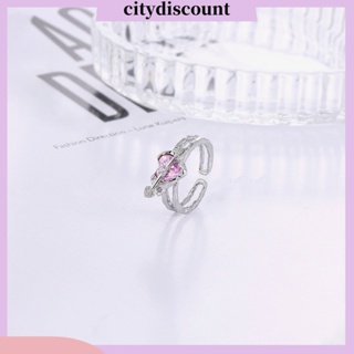 &lt;citydiscount&gt; แหวนคริสตัล รูปลูกศร หัวใจ สองชั้น ปรับได้ เครื่องประดับแฟชั่น สําหรับผู้หญิง