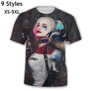 เสื้อยืดแขนสั้น พิมพ์ลาย Suicide Squad Harley Quinn 3 มิติ เทรนด์คู่รัก สําหรับผู้ชาย และผู้หญิง ไซซ์ XS-5XL