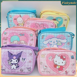 Sanrio กระเป๋าสะพายไหล่ สะพายข้าง กระเป๋าเมสเซนเจอร์ ลายการ์ตูน Hello Kitty Cinnamorol Kawaii น่ารัก สําหรับเด็กผู้หญิง