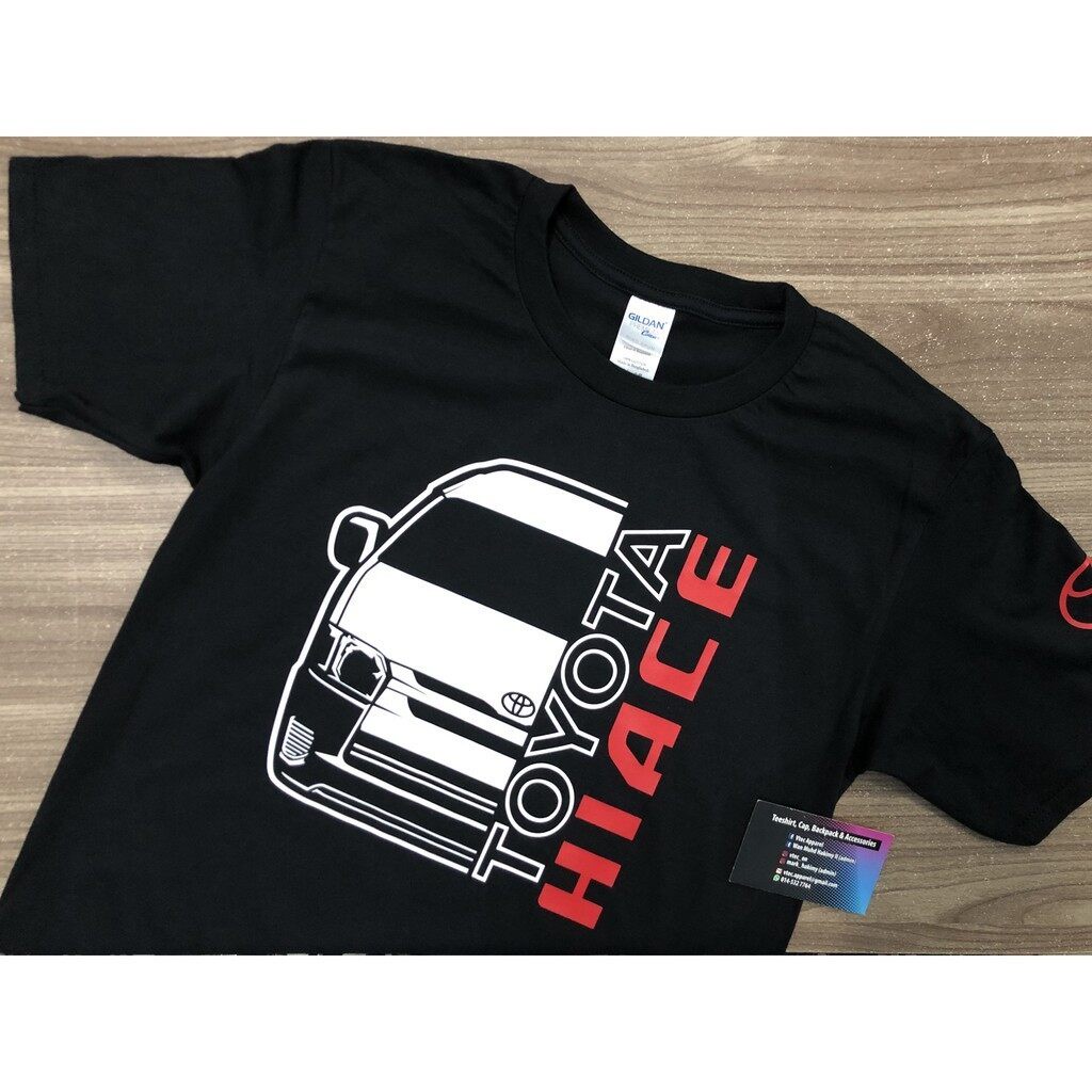 เสื้อยืด รถตู้โตโยต้าไฮเอซ * ด้านหน้า D1 (เสื้อยืดสีดำ)size: S-5XL